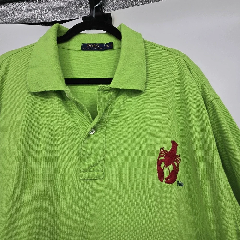 Ralph Lauren RL Lobster Polo Shirt Custom Fit Mens 3XLT Green Preppy‎ Nautical